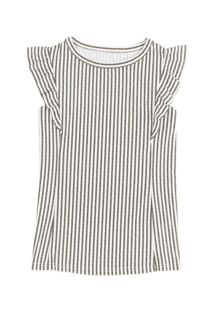 Francine Crew Neck Ruffled Striped Tank Top - Rebel Nomad