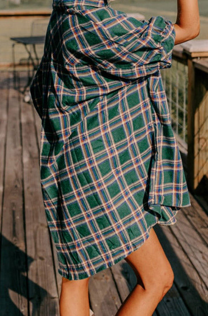 Fredda Oversized Plaid Half Sleeve Tunic Shirt - Rebel Nomad