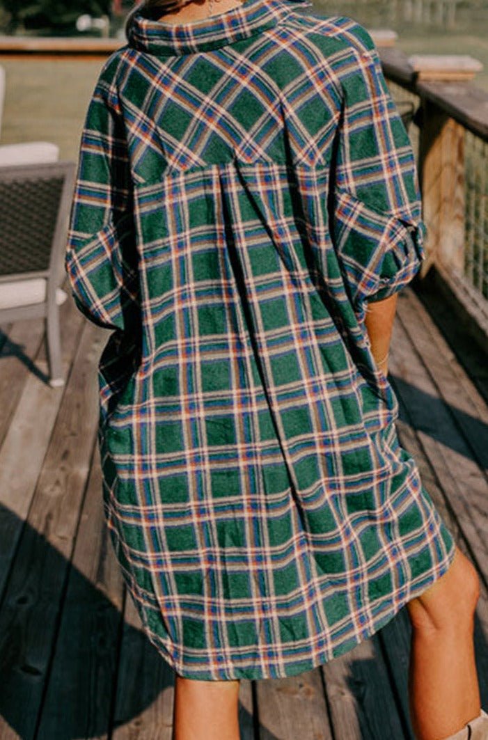 Fredda Oversized Plaid Half Sleeve Tunic Shirt - Rebel Nomad