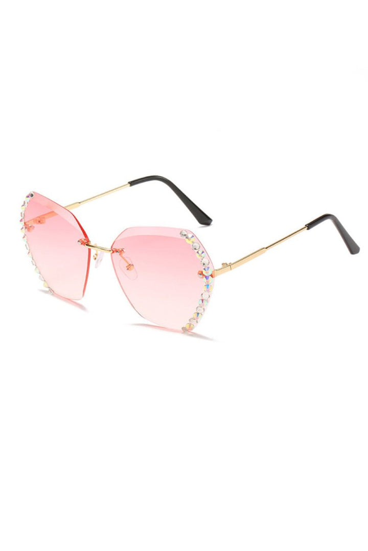 Gala Rhinestone Trim Rimless Sunglasses - Rebel Nomad