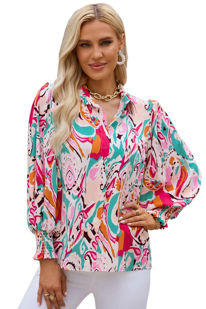 Galadriel Paisley Print 3/4 Lantern Sleeve Shirt - Rebel Nomad