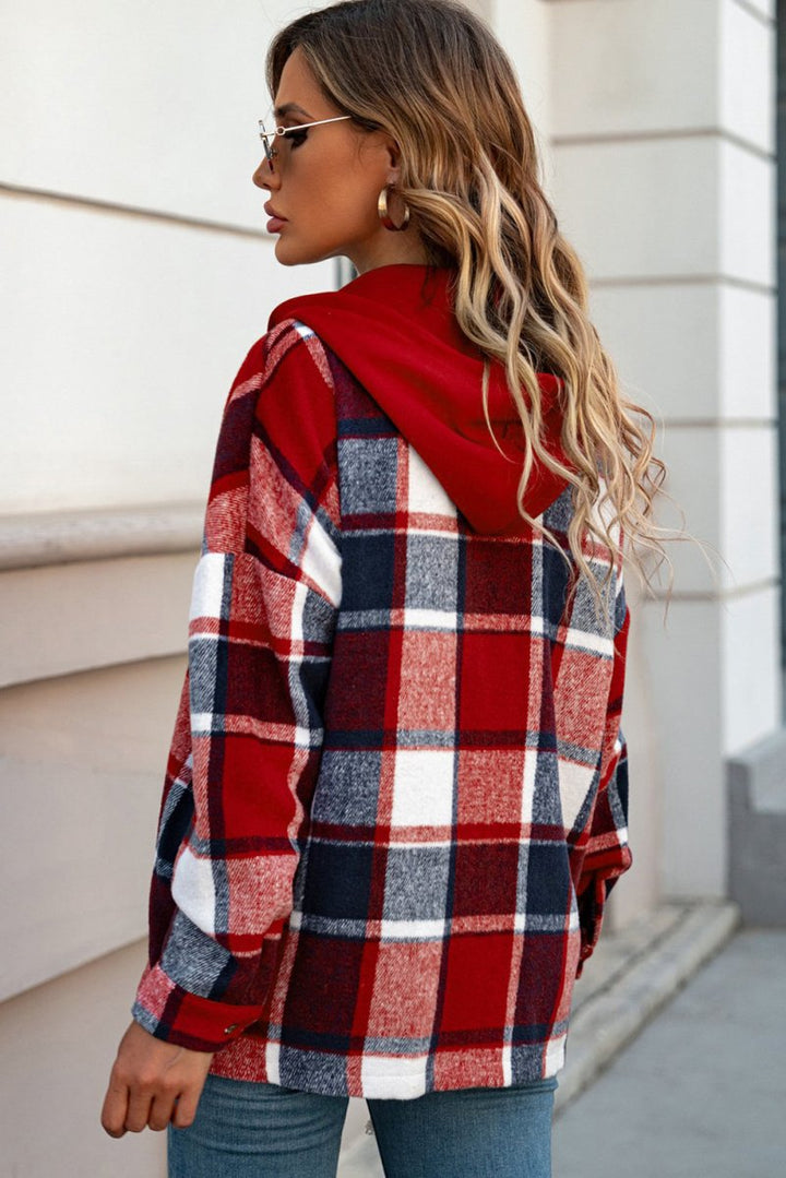 Galene Hooded Plaid Button Front Shacket - Rebel Nomad