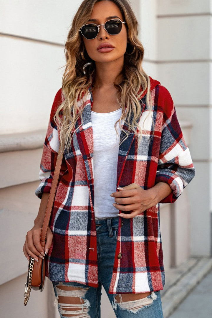 Galene Hooded Plaid Button Front Shacket - Rebel Nomad