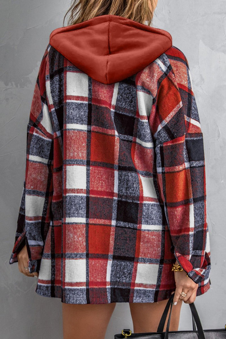 Galene Hooded Plaid Button Front Shacket - Rebel Nomad