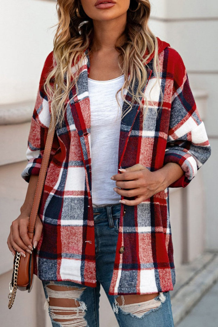 Galene Hooded Plaid Button Front Shacket - Rebel Nomad