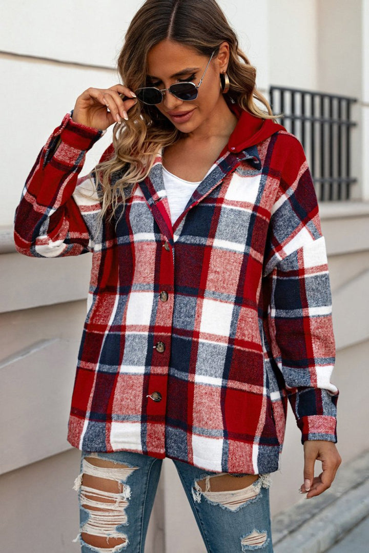 Galene Hooded Plaid Button Front Shacket - Rebel Nomad