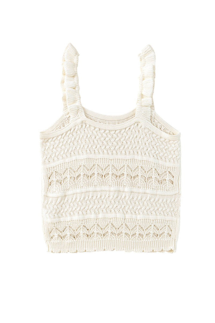 Galina Ruffle Straps Crochet Knit Tank Top - Rebel Nomad