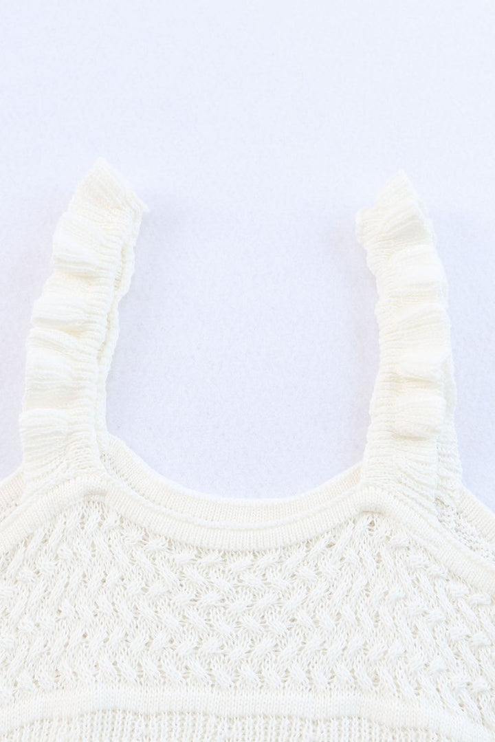 Galina Ruffle Straps Crochet Knit Tank Top - Rebel Nomad