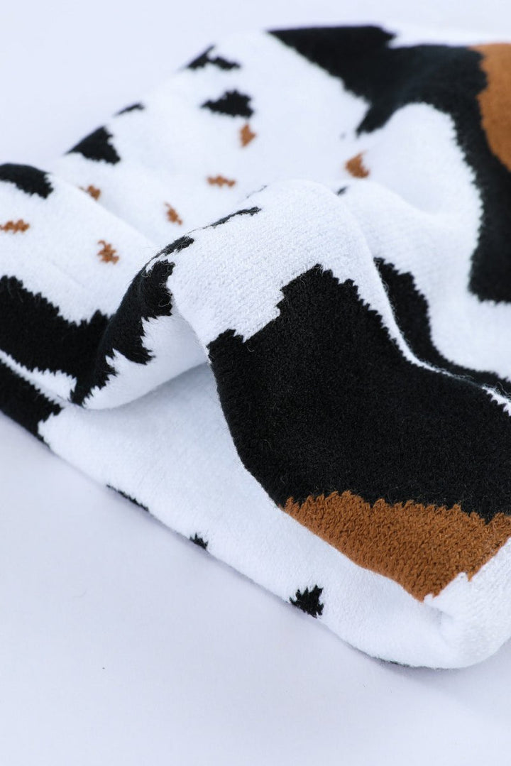 Gemini Cow Spots Printed Warm Beanie Hat - Rebel Nomad