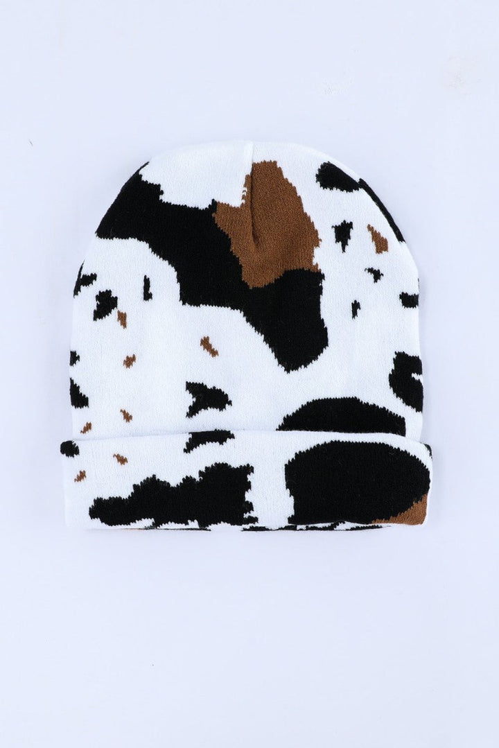 Gemini Cow Spots Printed Warm Beanie Hat - Rebel Nomad