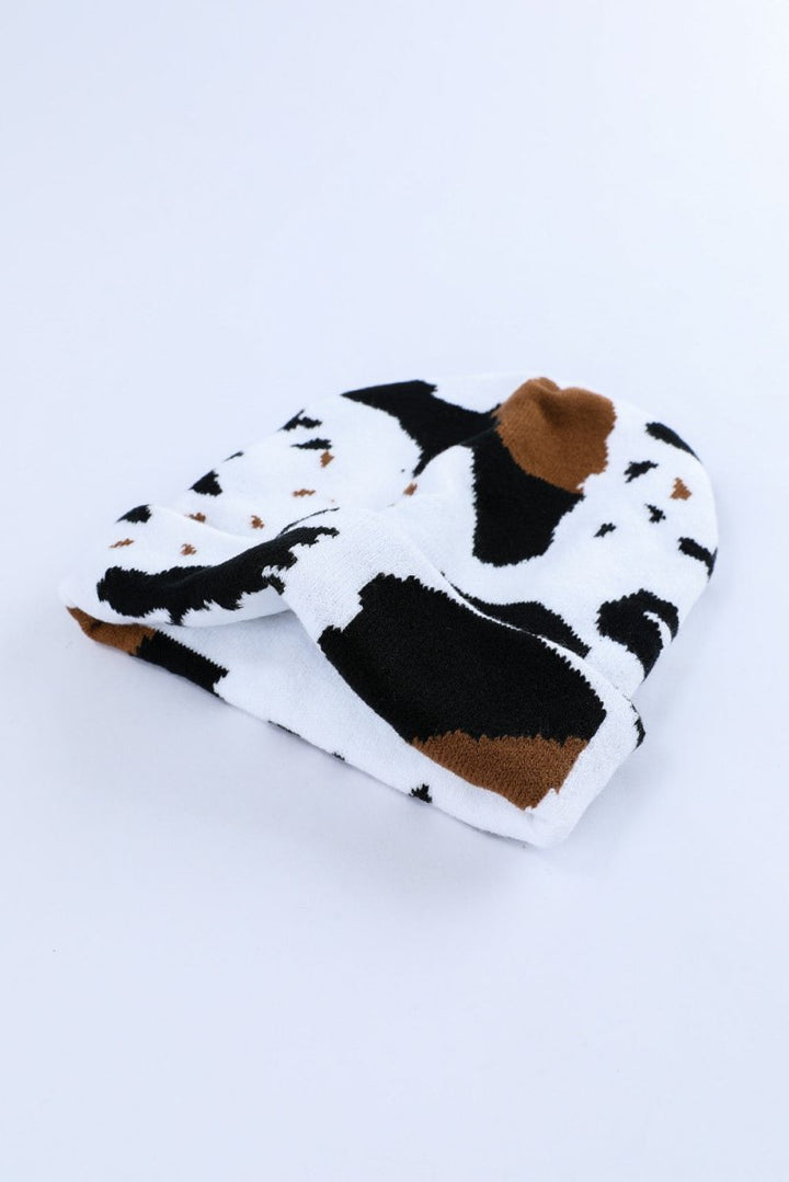 Gemini Cow Spots Printed Warm Beanie Hat - Rebel Nomad