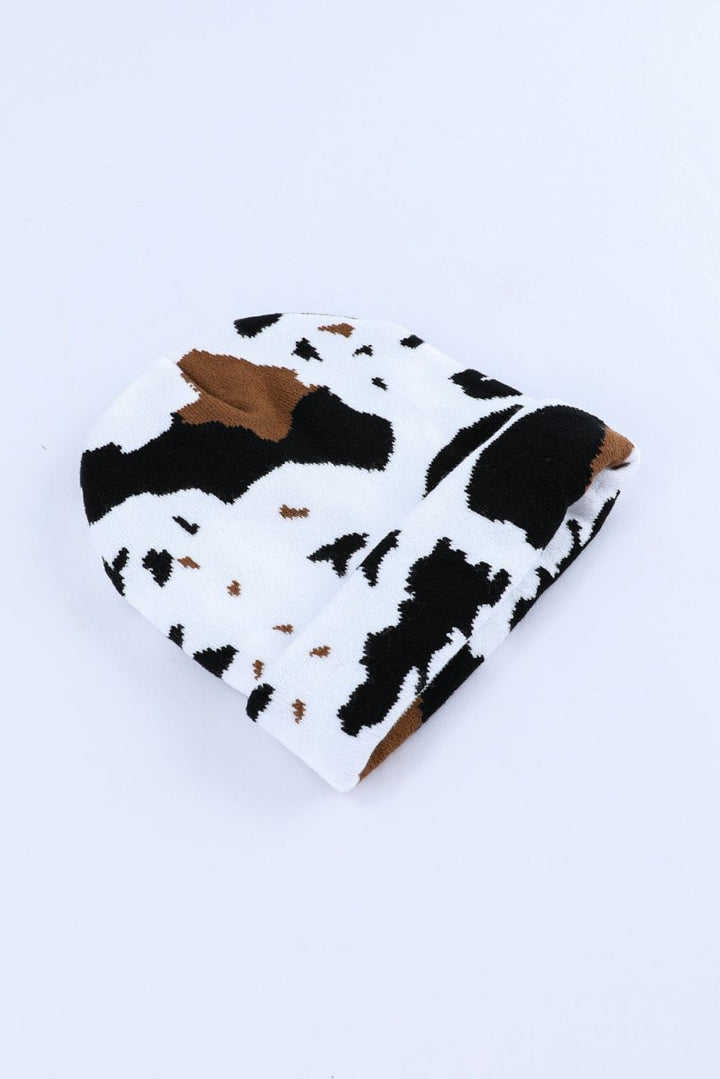 Gemini Cow Spots Printed Warm Beanie Hat - Rebel Nomad