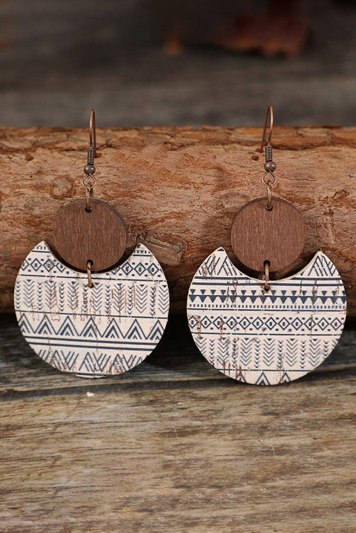 Genny Geometric Print Drop Wood Earrings - Rebel Nomad