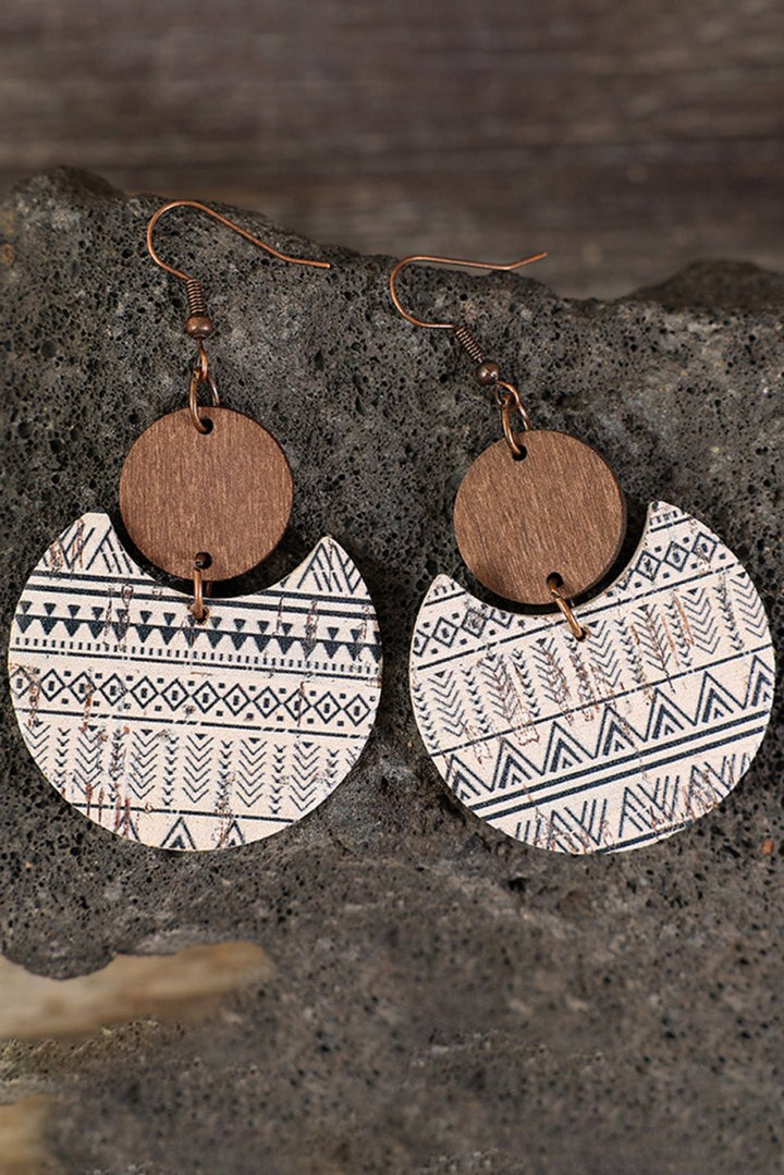 Genny Geometric Print Drop Wood Earrings - Rebel Nomad