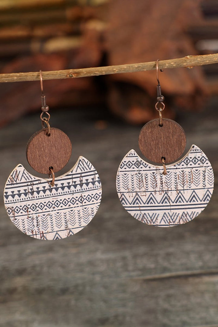 Genny Geometric Print Drop Wood Earrings - Rebel Nomad