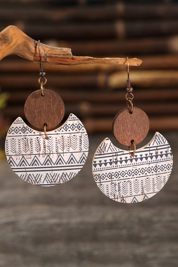 Genny Geometric Print Drop Wood Earrings - Rebel Nomad