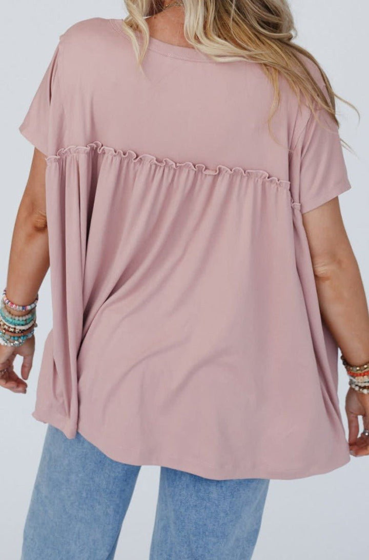 Genoveva Ruffled Trim Loose Babydoll Tee - Rebel Nomad