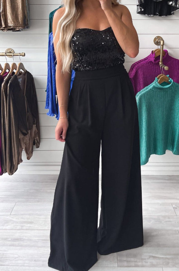 Georgette Sequin Tube Top Wide Leg Jumpsuit - Rebel Nomad