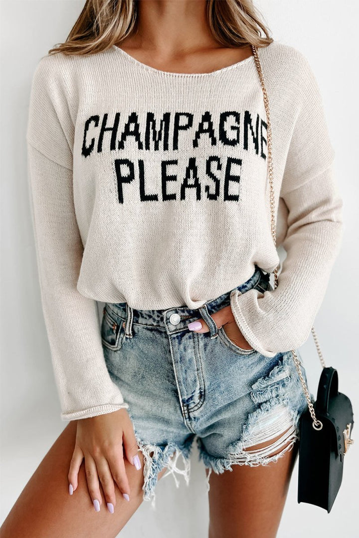 Gia "Champagne Please" Graphic Sweater - Rebel Nomad