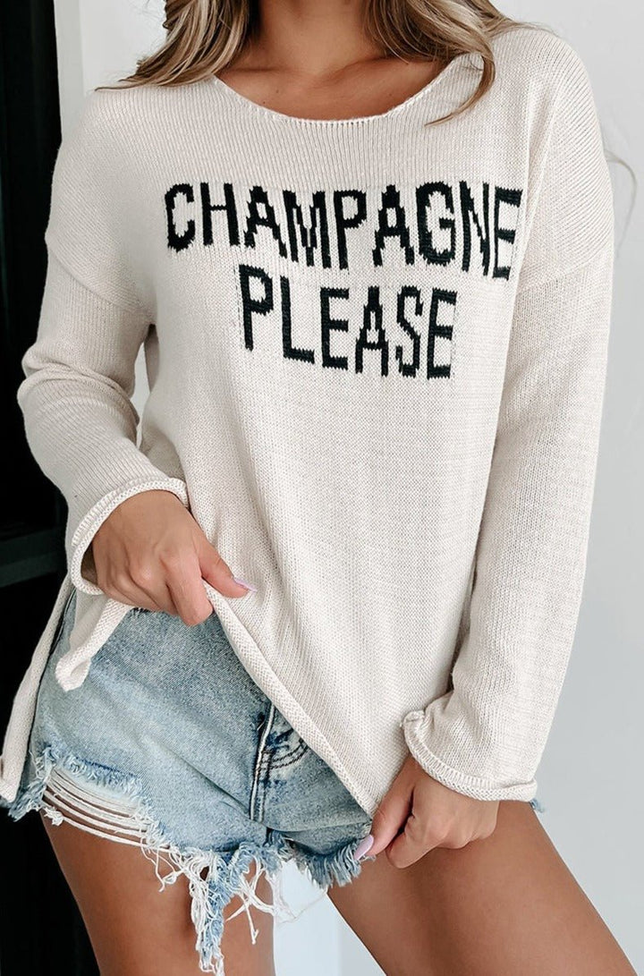 Gia "Champagne Please" Graphic Sweater - Rebel Nomad