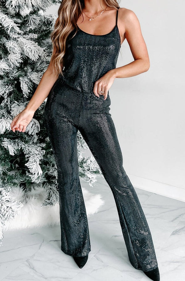 Glynna Sequined Tank Top and Flare Pants Set - Rebel Nomad