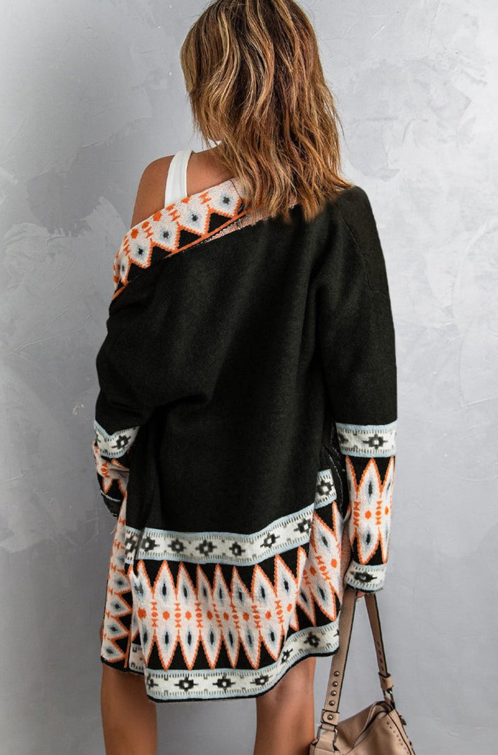 Graciela Aztec Print Open Front Knitted Cardigan - Rebel Nomad