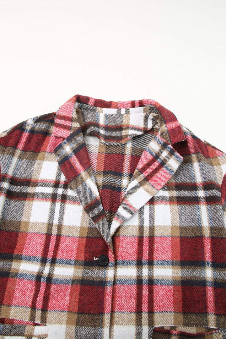 Gretta Plaid Button Up Lapel Jacket - Rebel Nomad