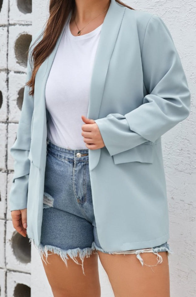 Gwyn Plus-Size Soft Lightweight Pocketed Lapel Blazer - Rebel Nomad