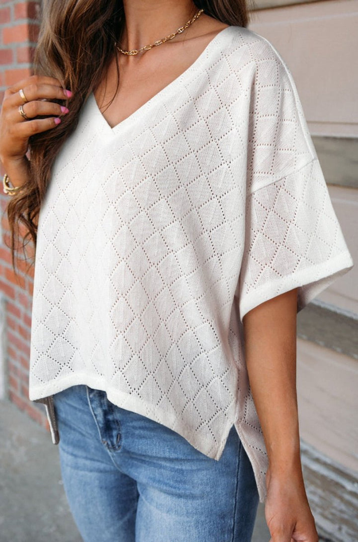 Halle V Neck Knitted Flowy Blouse - Rebel Nomad