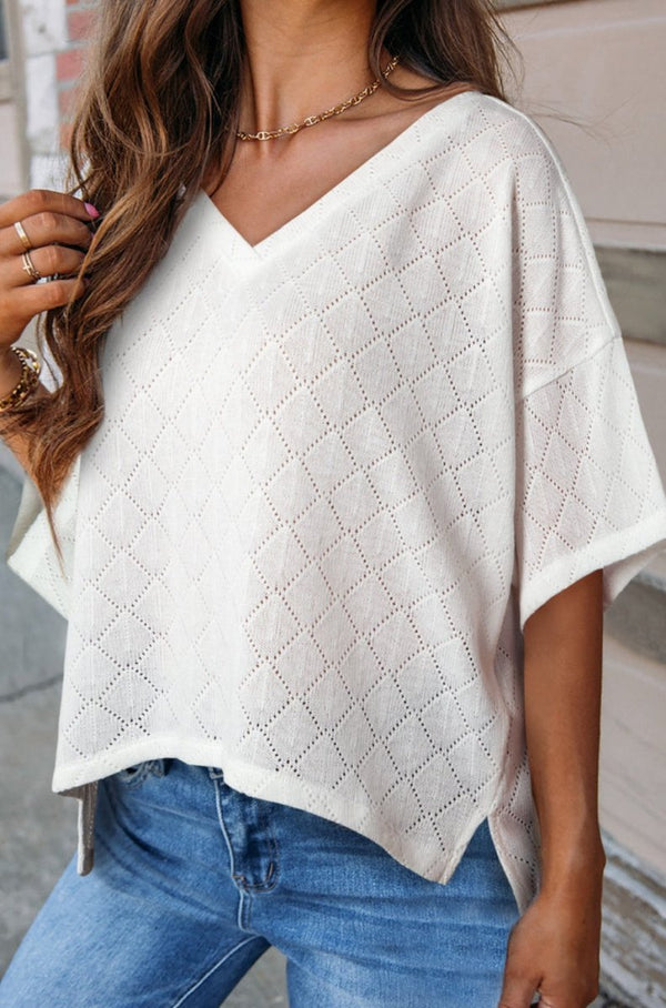 Halle V Neck Knitted Flowy Blouse - Rebel Nomad