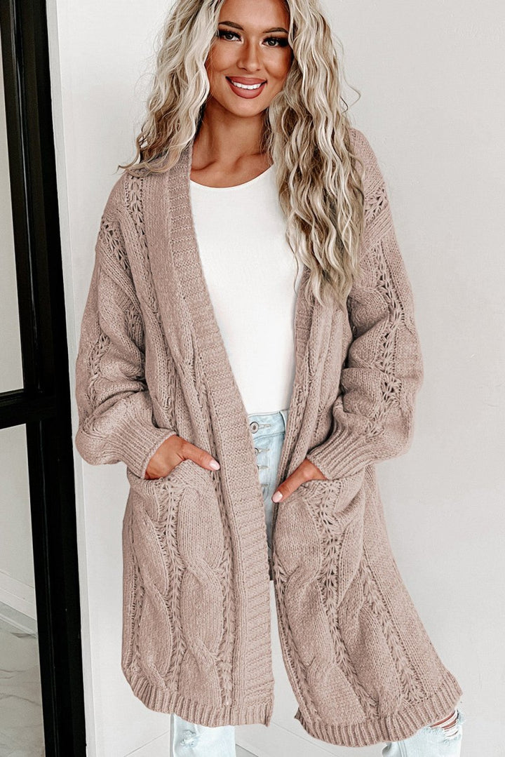 Hannah Ribbed Trim Eyelet Cable Knit Cardigan - Rebel Nomad