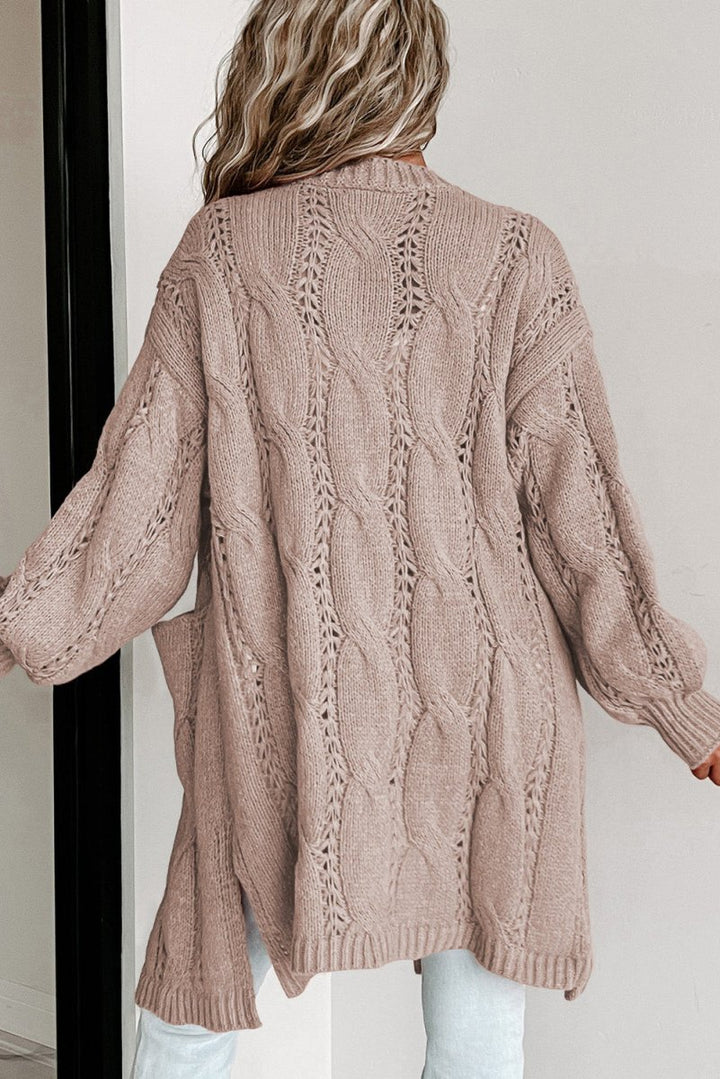 Hannah Ribbed Trim Eyelet Cable Knit Cardigan - Rebel Nomad