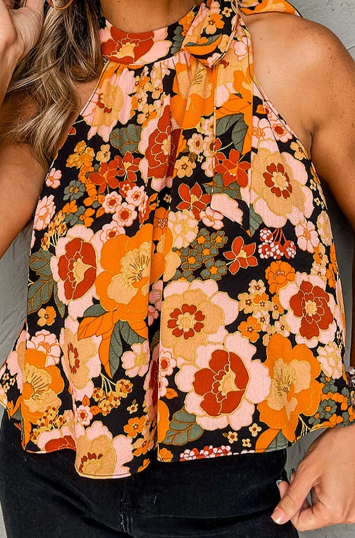 Harley Floral Print Knotted Halter Neck Sleeveless Top - Rebel Nomad