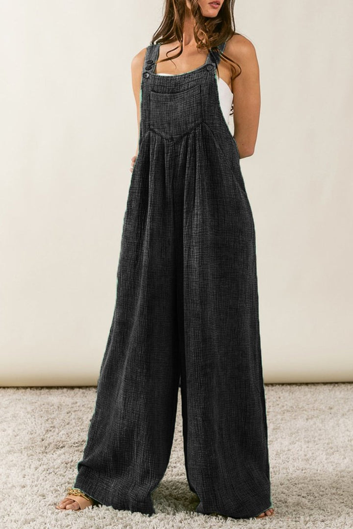 Harper Textured Wide Leg Overalls - Rebel Nomad