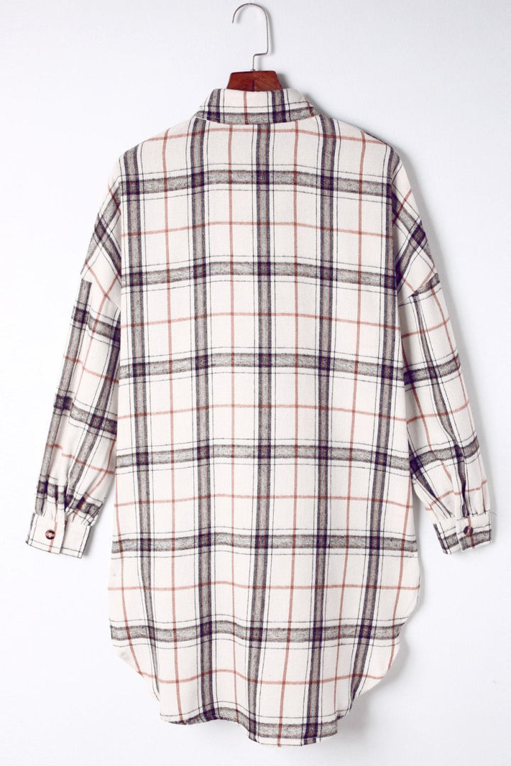 Hasina Oversized Plaid Pattern Shacket with Slits - Rebel Nomad