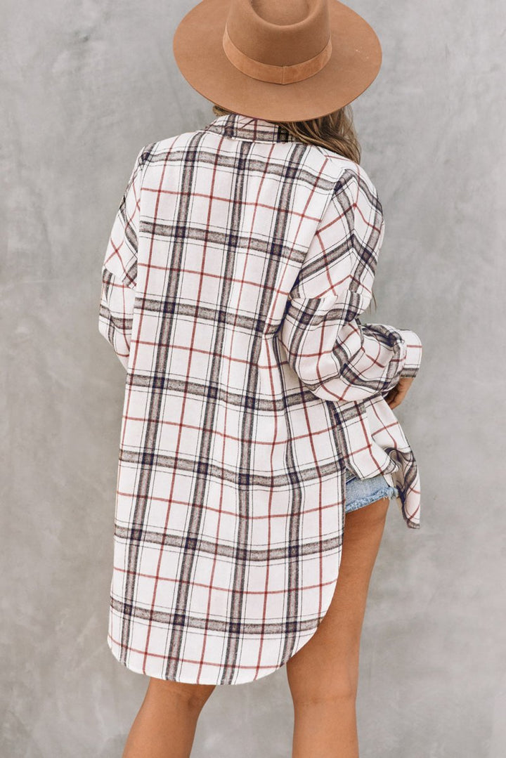 Hasina Oversized Plaid Pattern Shacket with Slits - Rebel Nomad