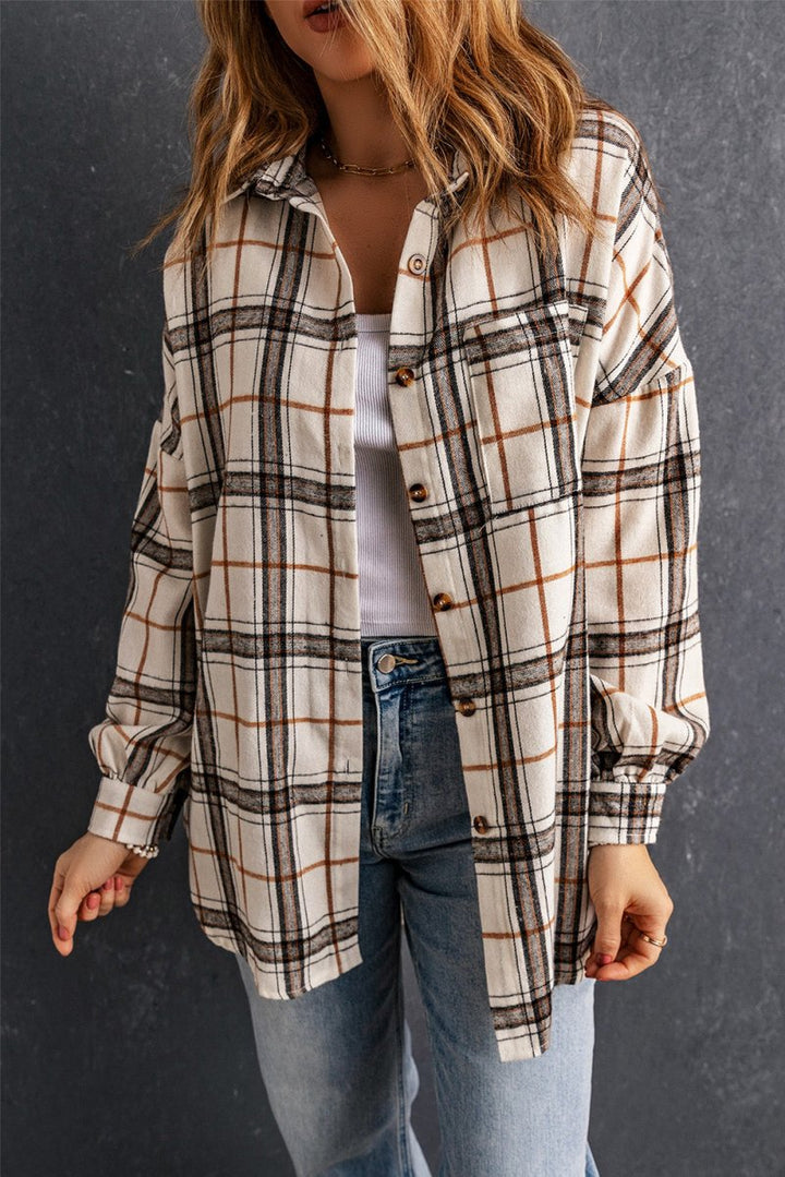 Hasina Oversized Plaid Pattern Shacket with Slits - Rebel Nomad