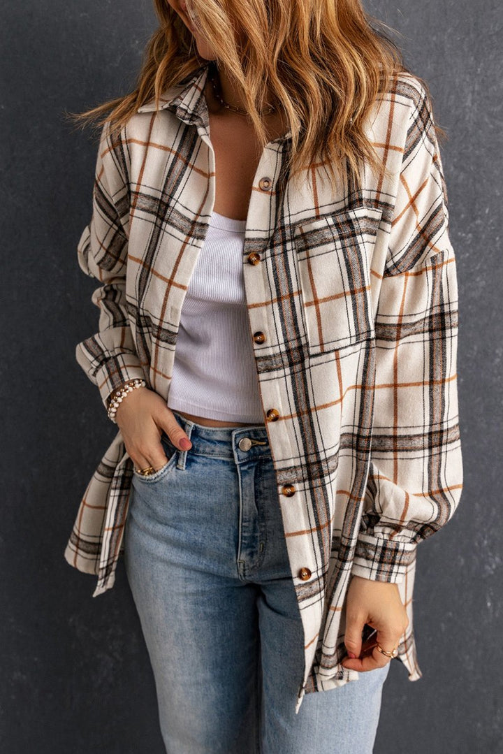 Hasina Oversized Plaid Pattern Shacket with Slits - Rebel Nomad