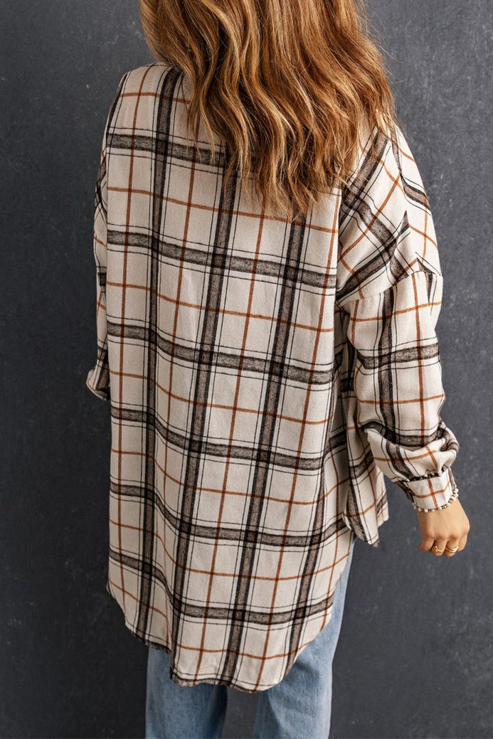 Hasina Oversized Plaid Pattern Shacket with Slits - Rebel Nomad