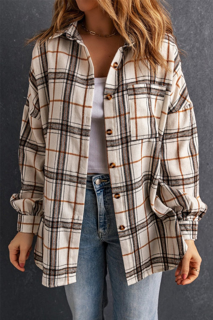 Hasina Oversized Plaid Pattern Shacket with Slits - Rebel Nomad