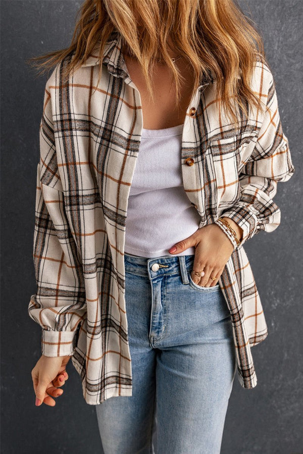 Hasina Oversized Plaid Pattern Shacket with Slits - Rebel Nomad