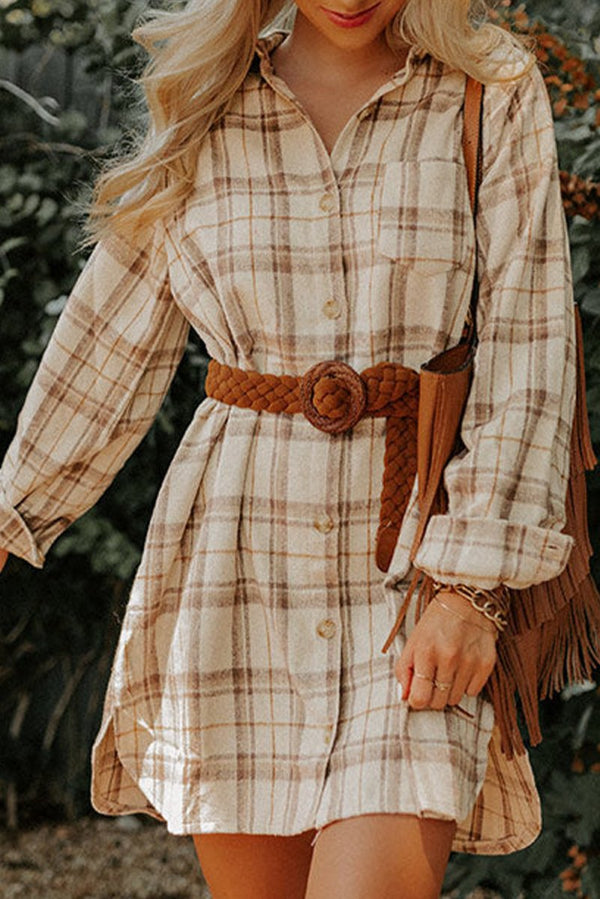 Helen Western Plaid Button Up Loose Shirt Dress - Rebel Nomad