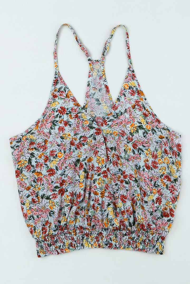 Helia Wrapped V-neck Floral Tank Crop Top - Rebel Nomad