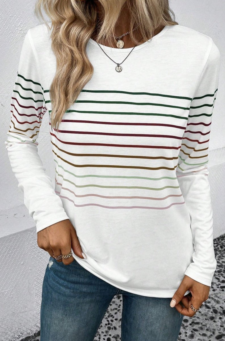 Herma Striped Crew Neck Long Sleeve Top - Rebel Nomad