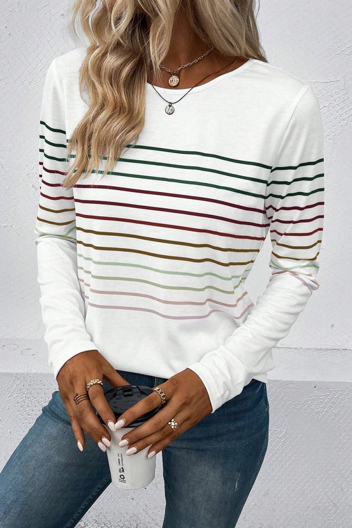 Herma Striped Crew Neck Long Sleeve Top - Rebel Nomad