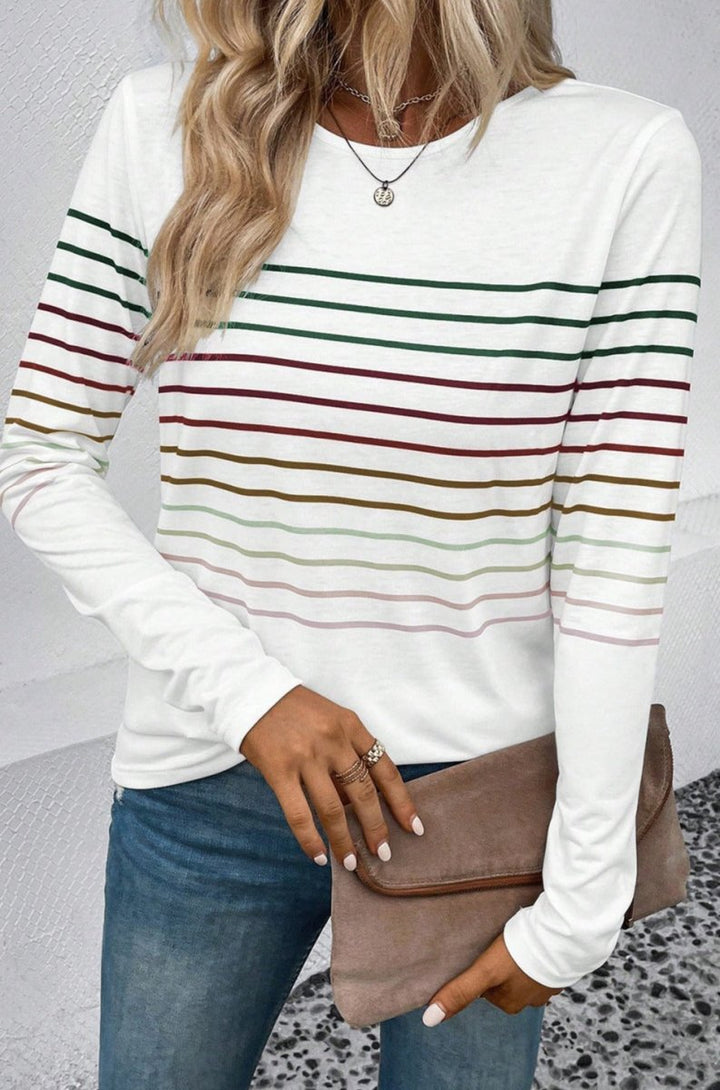 Herma Striped Crew Neck Long Sleeve Top - Rebel Nomad