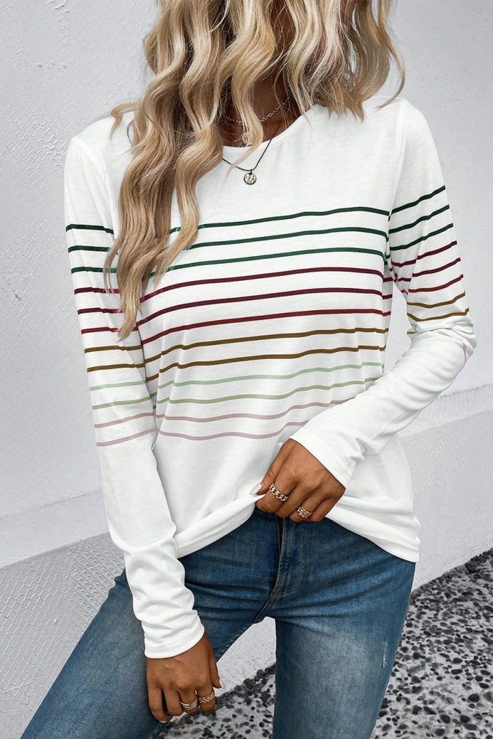 Herma Striped Crew Neck Long Sleeve Top - Rebel Nomad