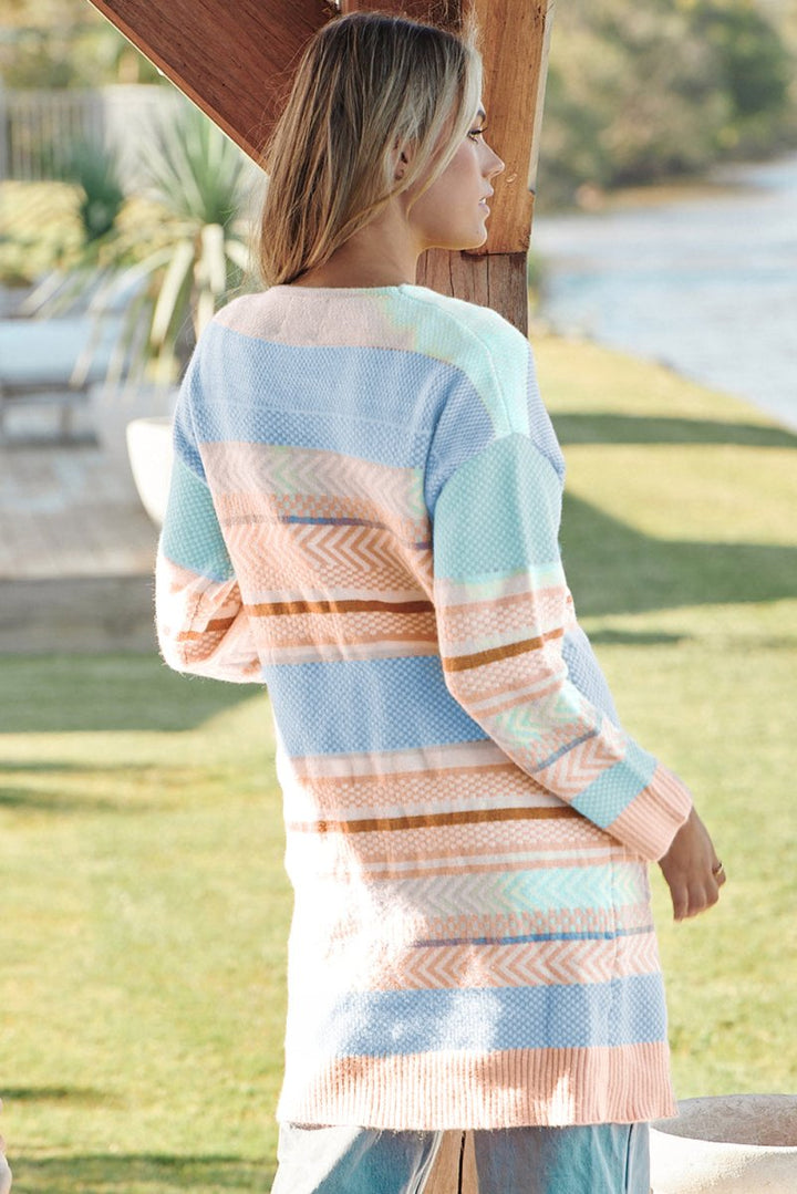 Hermine Striped Printed Knitted Open Front Cardigan - Rebel Nomad