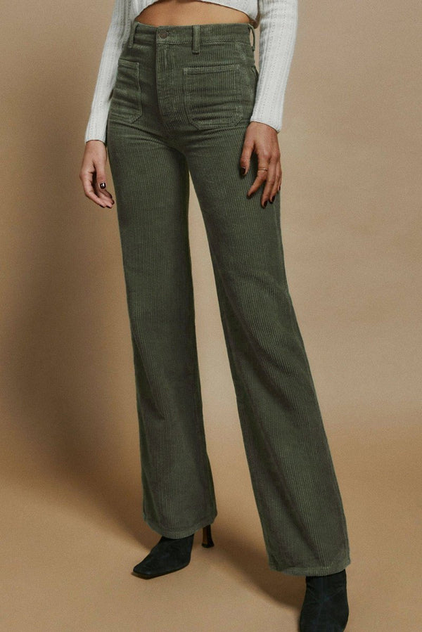 Hulda High Waist Square Pockets Corduroy Pants - Rebel Nomad