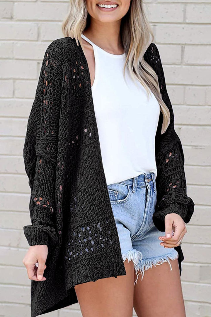 Imani Casual Hollowed Knit Dolman Sleeve Cardigan - Rebel Nomad